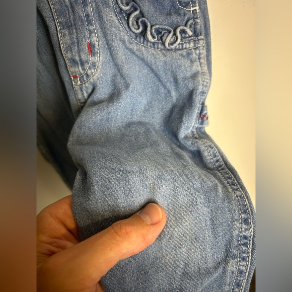 Vtg 90s Faded Glory Denim Overalls Size 18 Months Little Girl Sherry Embroidery - Picture 10 of 14